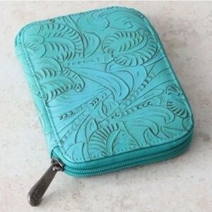 Justin Boots Teal Embossed Organizer